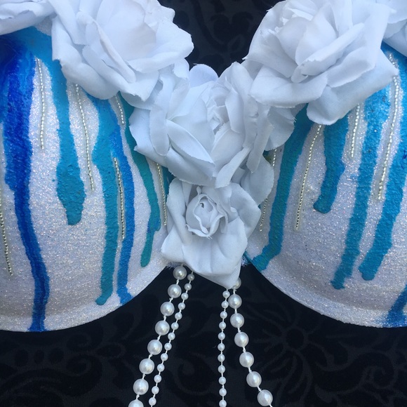 White and blue rave bra - Picture 2 of 5